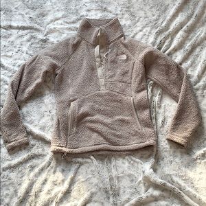 The North Face tan fuzzy pullover